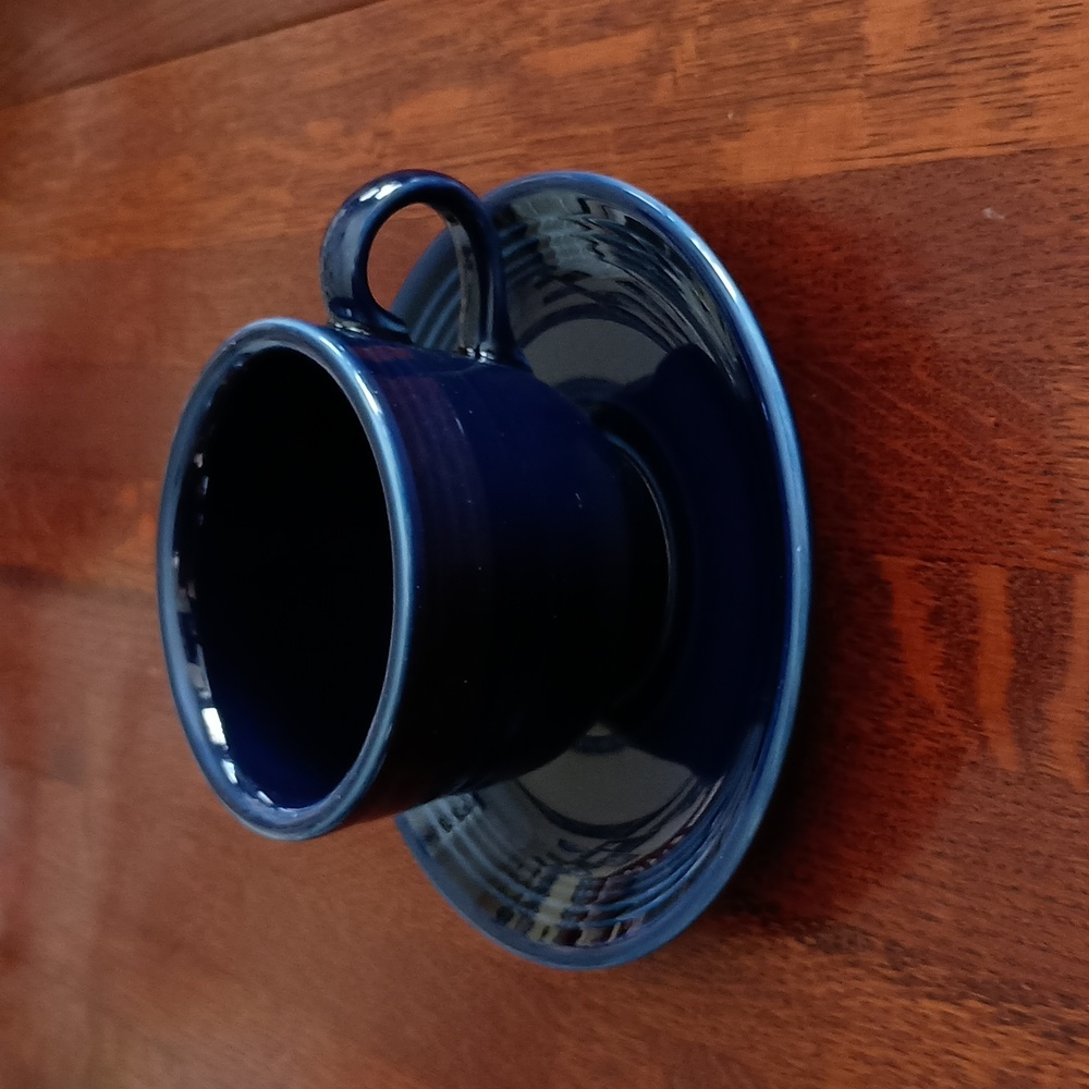 Fiestaware Homer Laughlin Cobalt Blue Glossy Fiesta Cup and Saucer (b550)